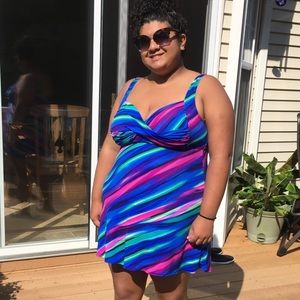 Plus Size Multicolor Swim Dress (swimsuit)